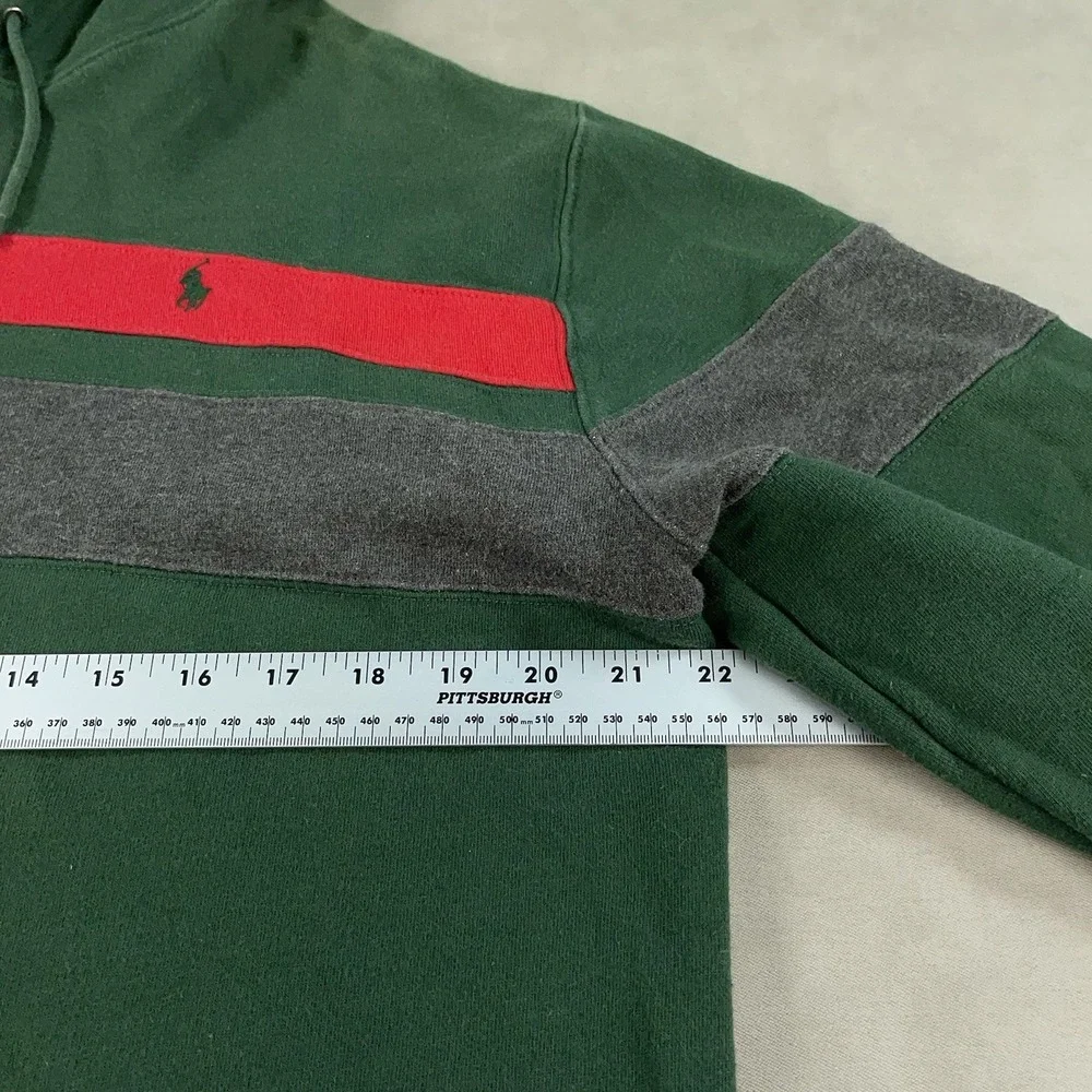 Vintage 90s Polo‎ Ralph Lauren Striped Hoodie Sweatshirt Green Red Mens Size XL
